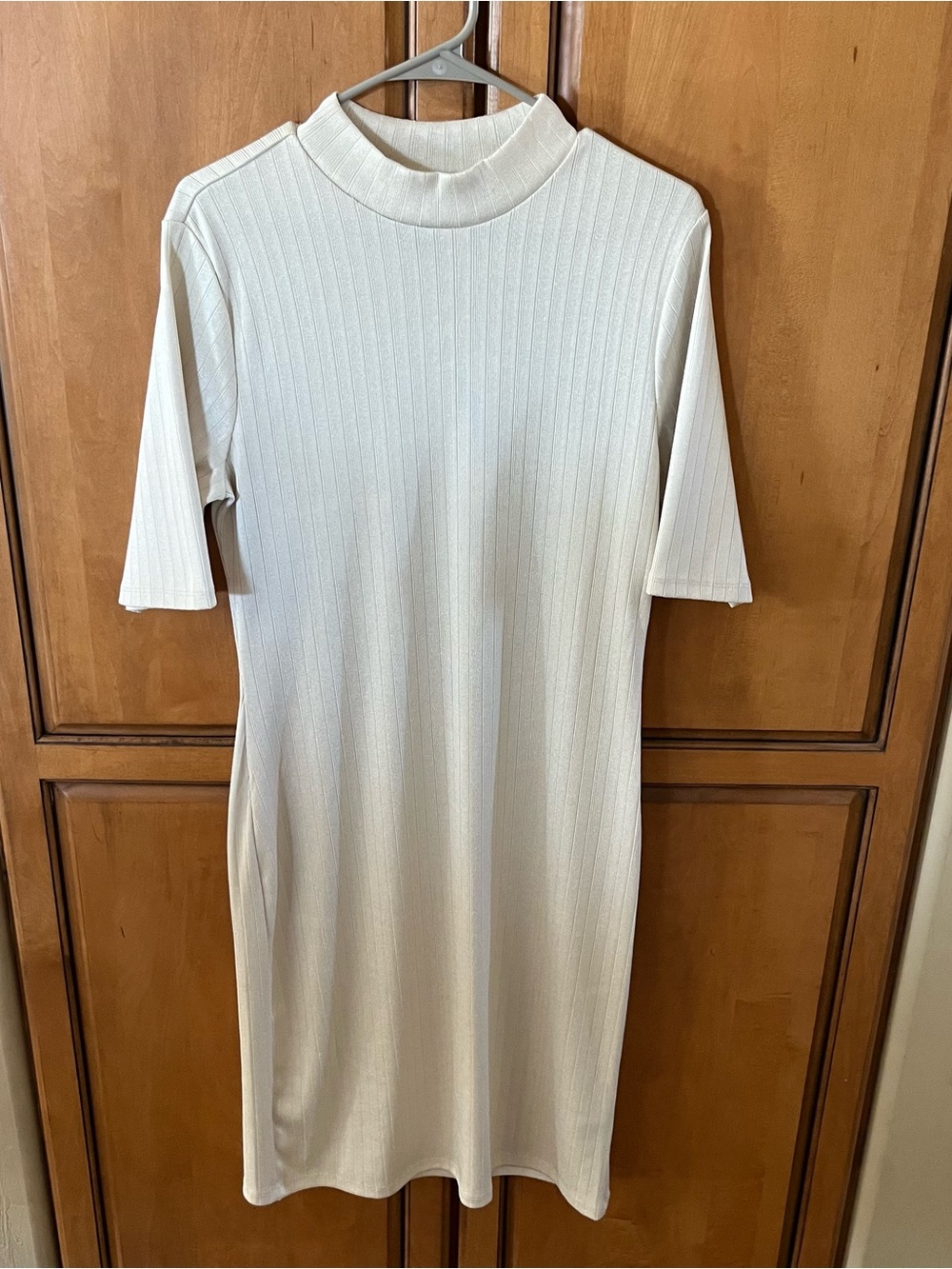 Gap cream mock neck ribbed dress